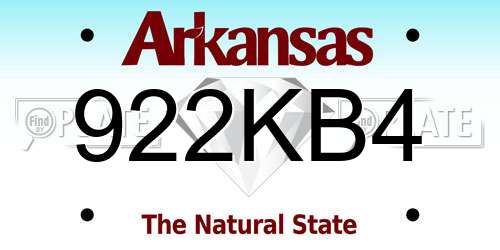 922KB4 Arkansas License Plate