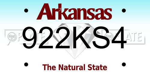 922KS4 Arkansas License Plate