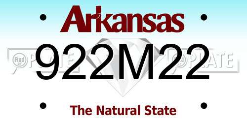 922M22 Arkansas License Plate