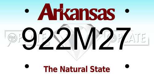 922M27 Arkansas License Plate