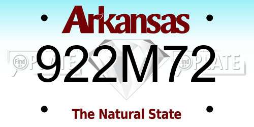 922M72 Arkansas License Plate