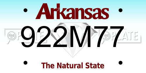922M77 Arkansas License Plate