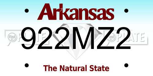 922MZ2 Arkansas License Plate