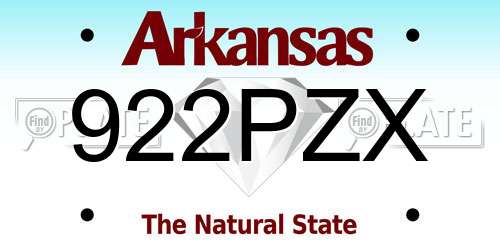 922PZX Arkansas License Plate