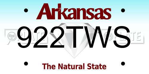 922TWS Arkansas License Plate