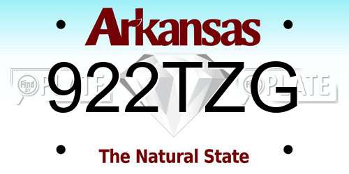 922TZG Arkansas License Plate