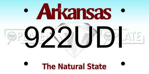 922UDI Arkansas License Plate