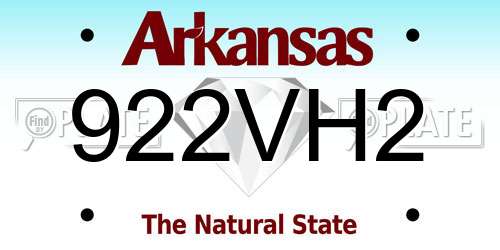922VH2 Arkansas License Plate