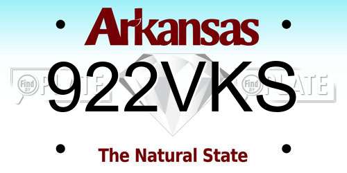 922VKS Arkansas License Plate