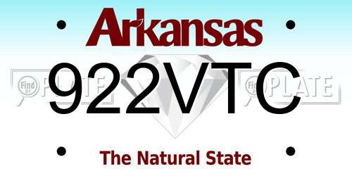 922VTC Arkansas License Plate