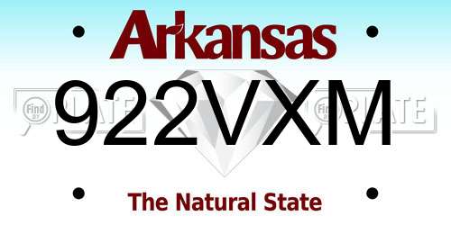 922VXM Arkansas License Plate