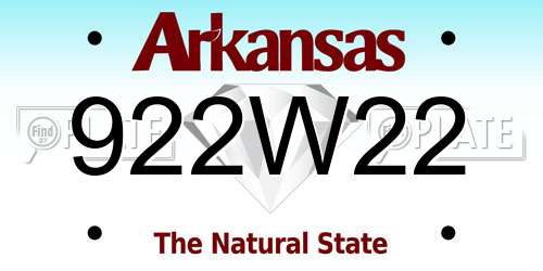 922W22 Arkansas License Plate