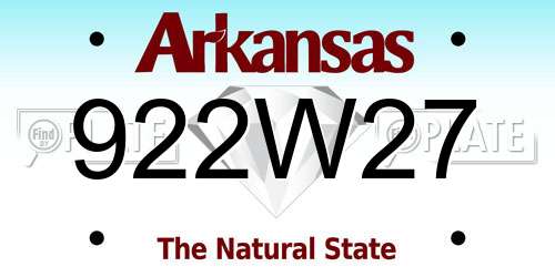 922W27 Arkansas License Plate