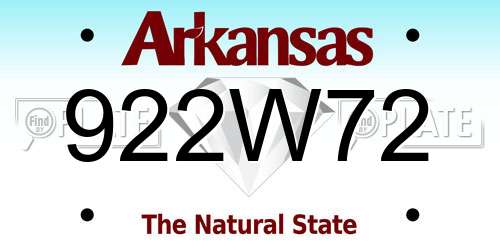 922W72 Arkansas License Plate