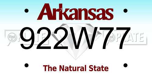 922W77 Arkansas License Plate