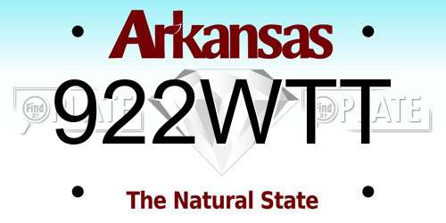 922WTT Arkansas License Plate