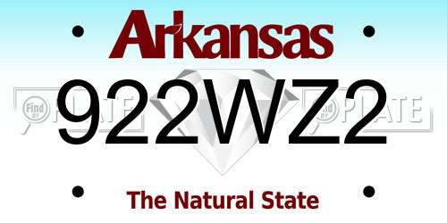 922WZ2 Arkansas License Plate