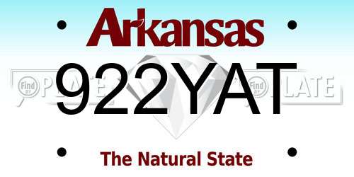 922YAT Arkansas License Plate