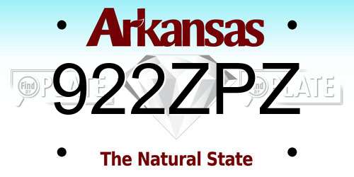 922ZPZ Arkansas License Plate