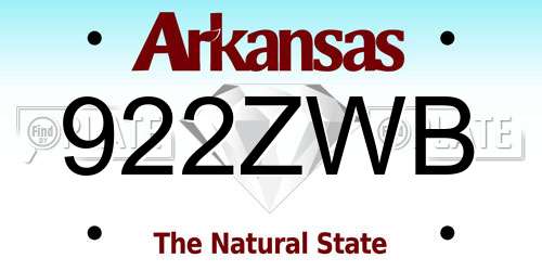 922ZWB Arkansas License Plate