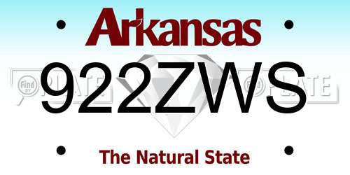 922ZWS Arkansas License Plate