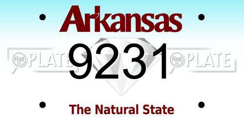 9231 Arkansas License Plate