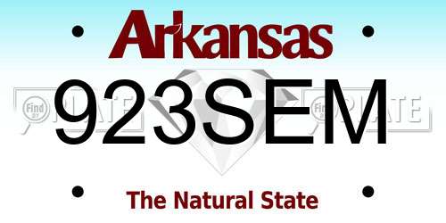 923SEM Arkansas License Plate