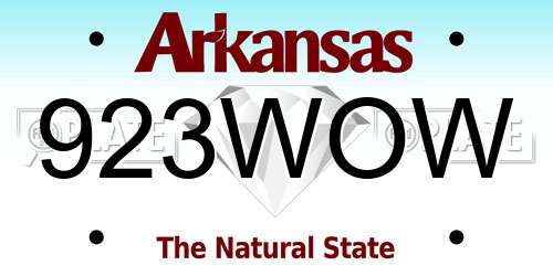 923WOW Arkansas License Plate