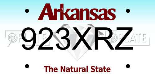 923XRZ Arkansas License Plate
