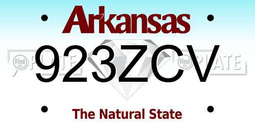923ZCV Arkansas License Plate