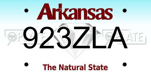 923ZLA Arkansas License Plate