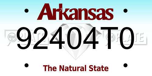 92404T0 Arkansas License Plate