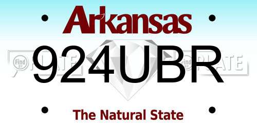 924UBR Arkansas License Plate