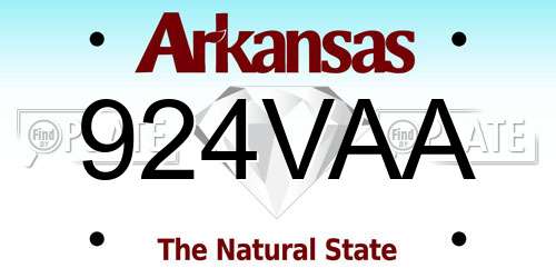 924VAA Arkansas License Plate
