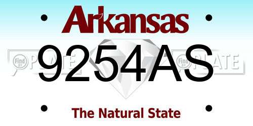 9254AS Arkansas License Plate