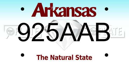 925AAB Arkansas License Plate