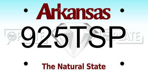 925TSP Arkansas License Plate