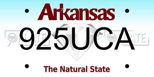 925UCA Arkansas License Plate