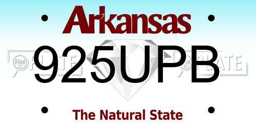 925UPB Arkansas License Plate