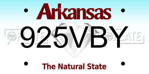 925VBY Arkansas License Plate
