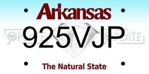 925VJP Arkansas License Plate