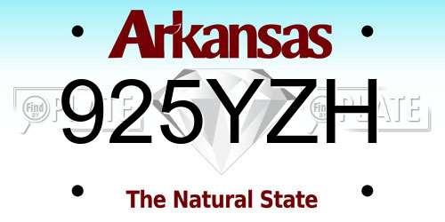 925YZH Arkansas License Plate