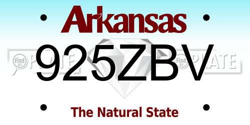 925ZBV Arkansas License Plate