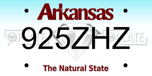 925ZHZ Arkansas License Plate