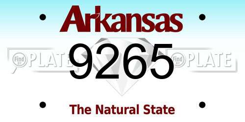 9265 Arkansas License Plate