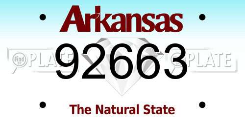 92663 Arkansas License Plate