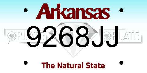9268JJ Arkansas License Plate