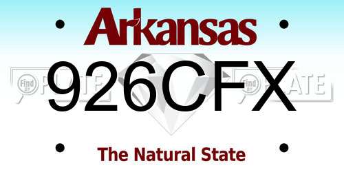 926CFX Arkansas License Plate