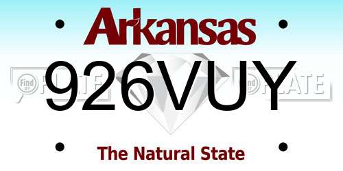 926VUY Arkansas License Plate