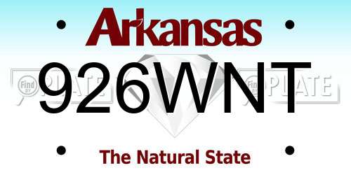 926WNT Arkansas License Plate